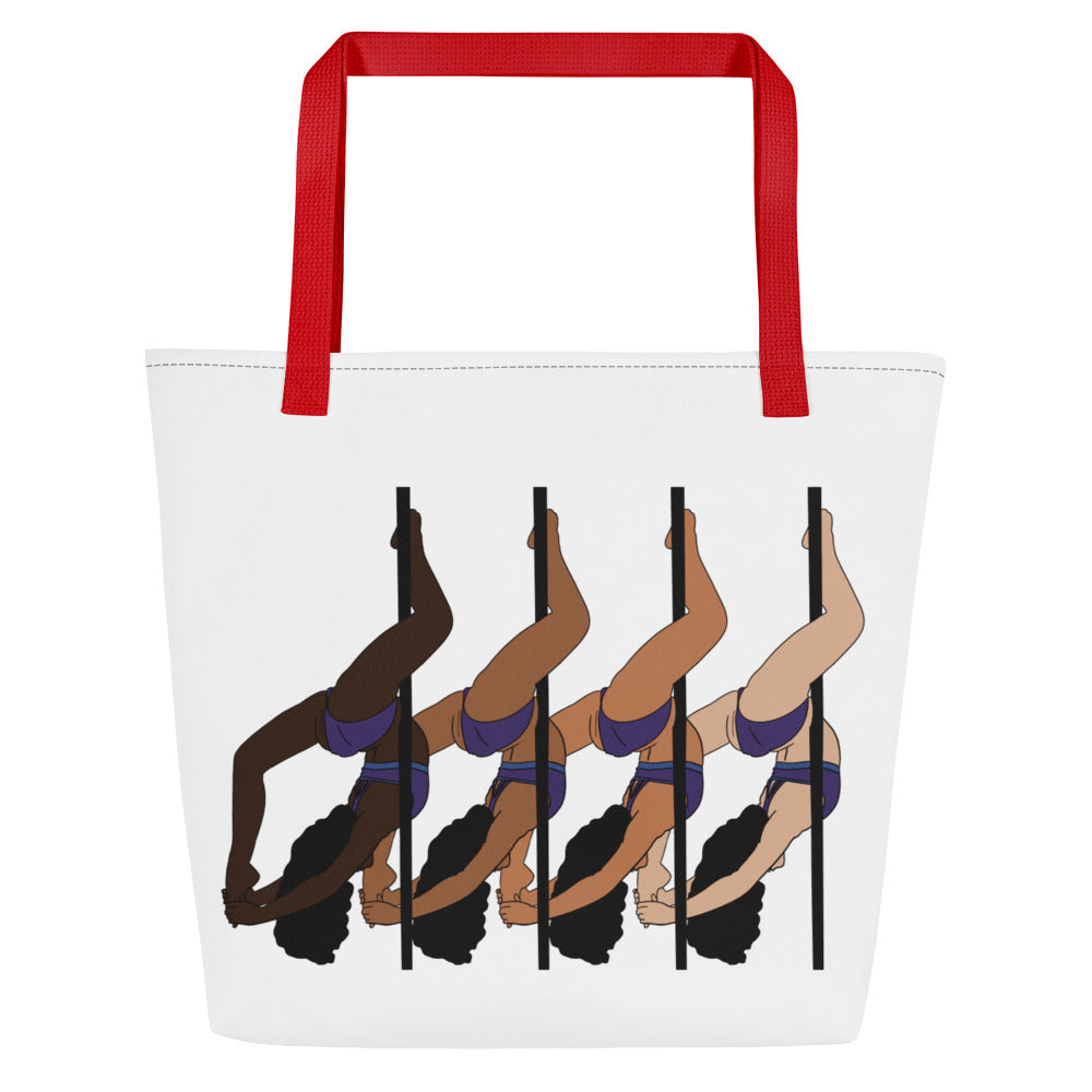 Pole Dancer Leg Hangs Large Tote Bag