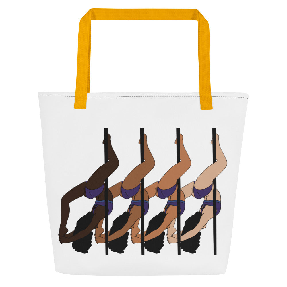 Pole Dancer Leg Hangs Large Tote Bag