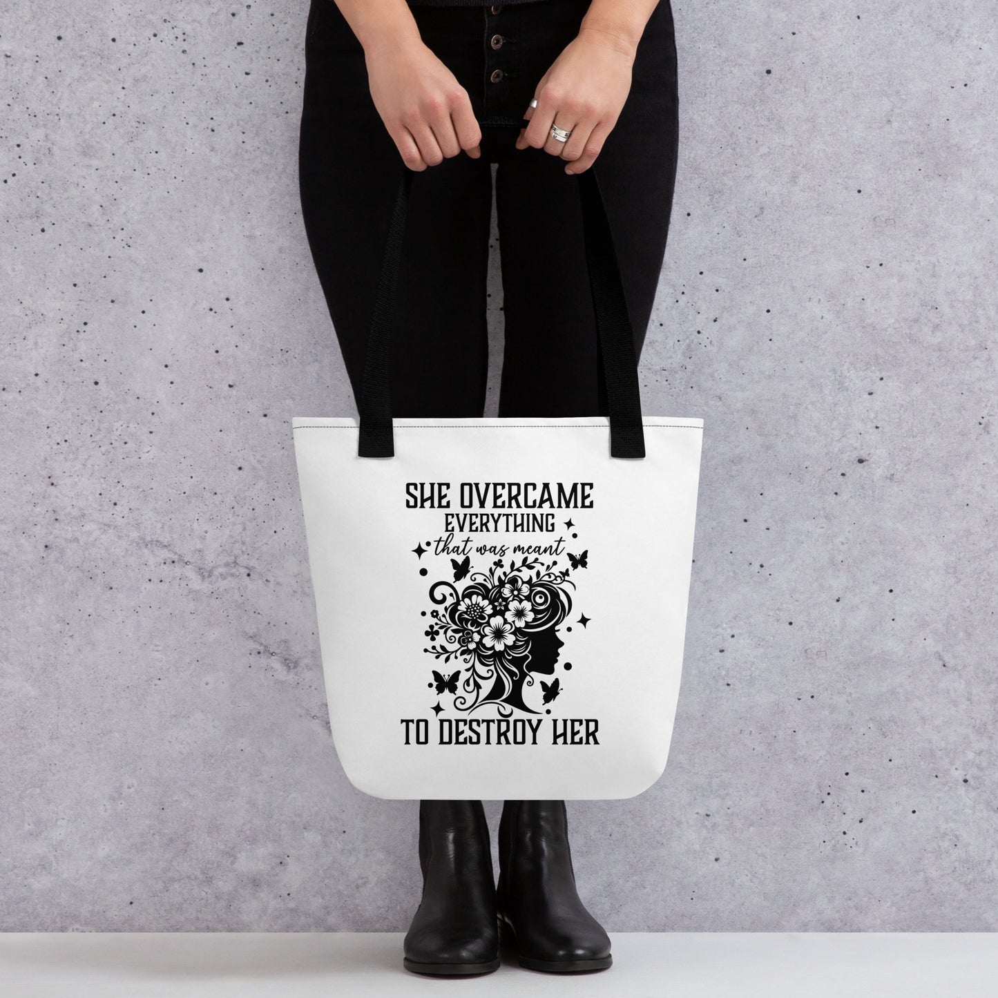 She Overcame Everything Tote Bag