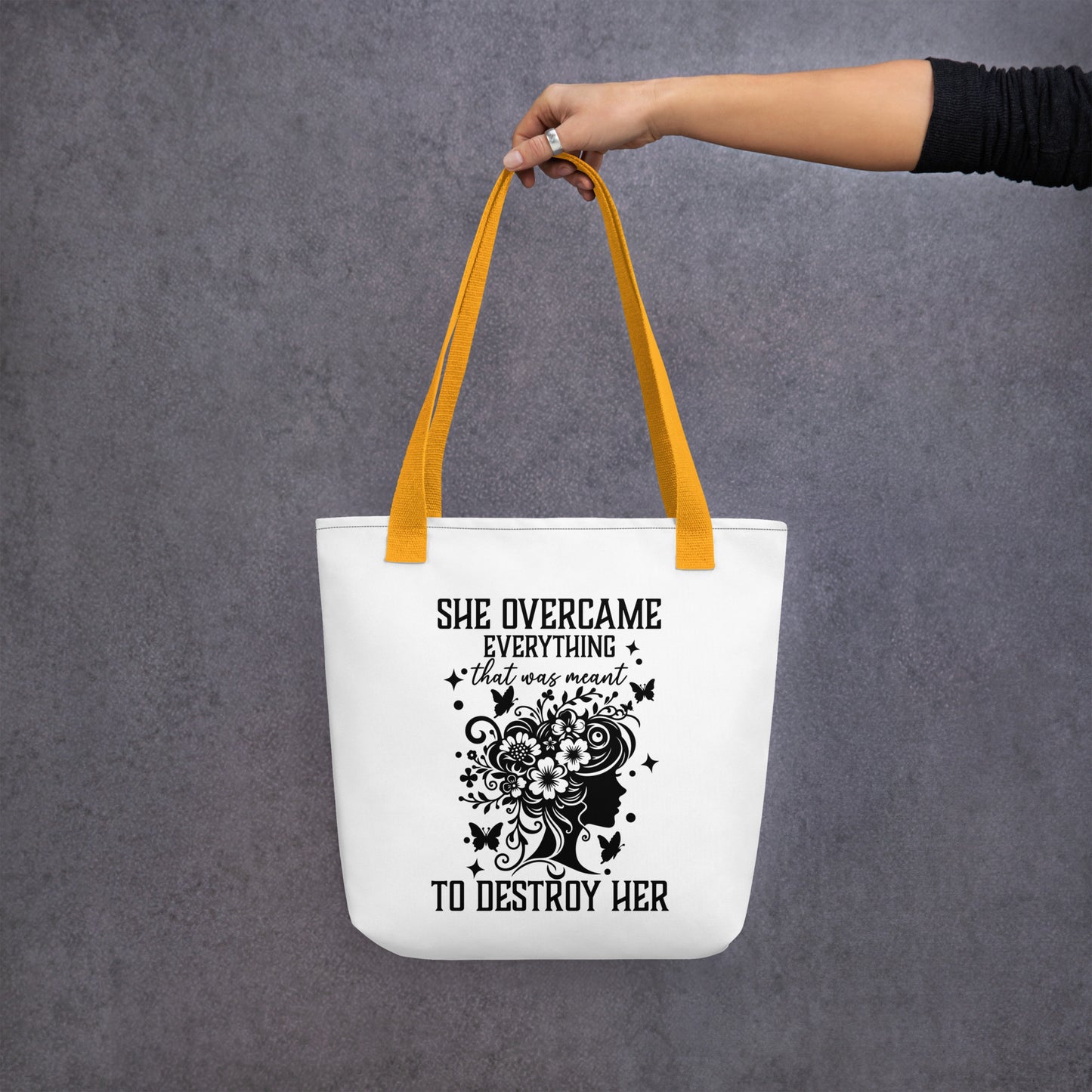 She Overcame Everything Tote Bag