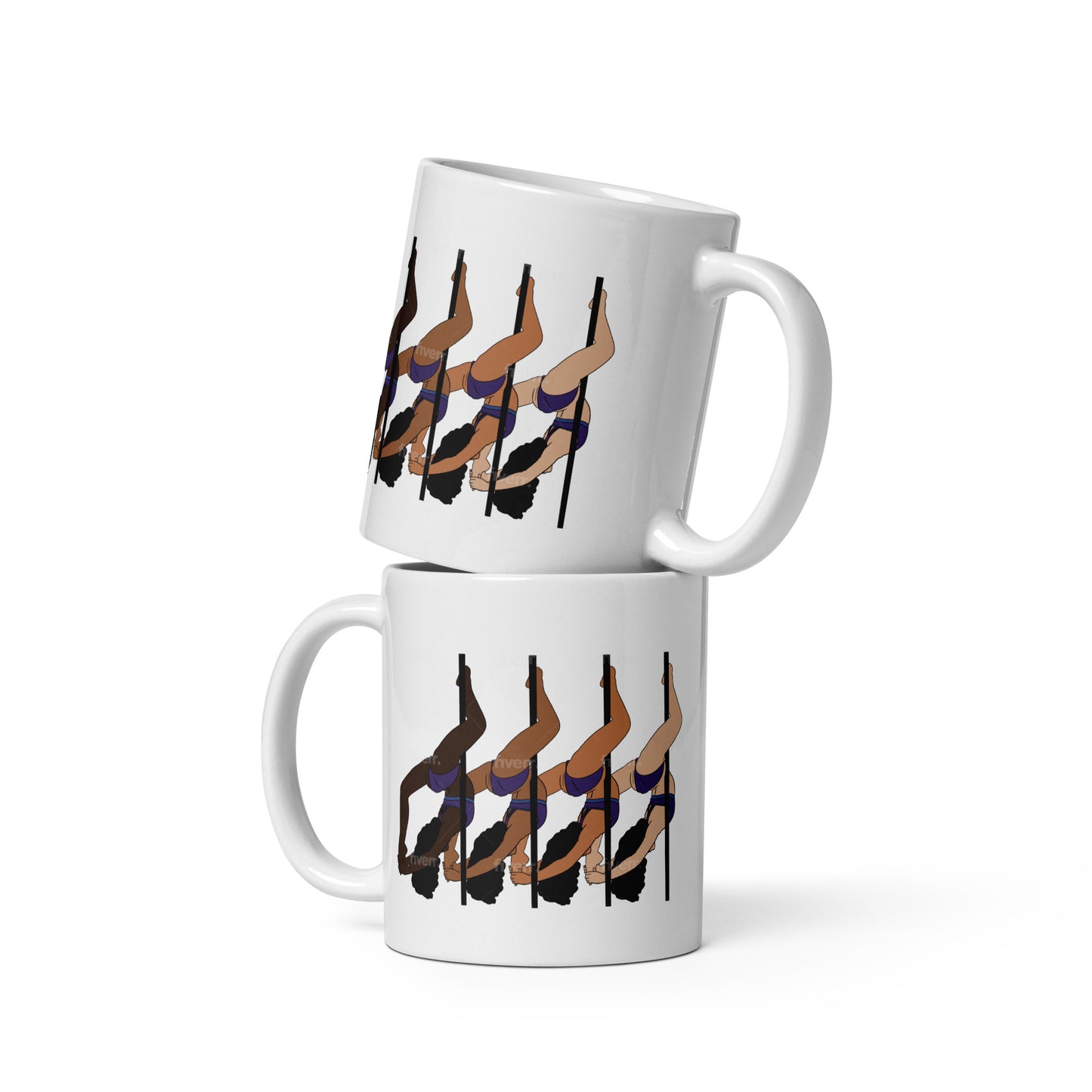 Pole Dancers White Glossy Mug