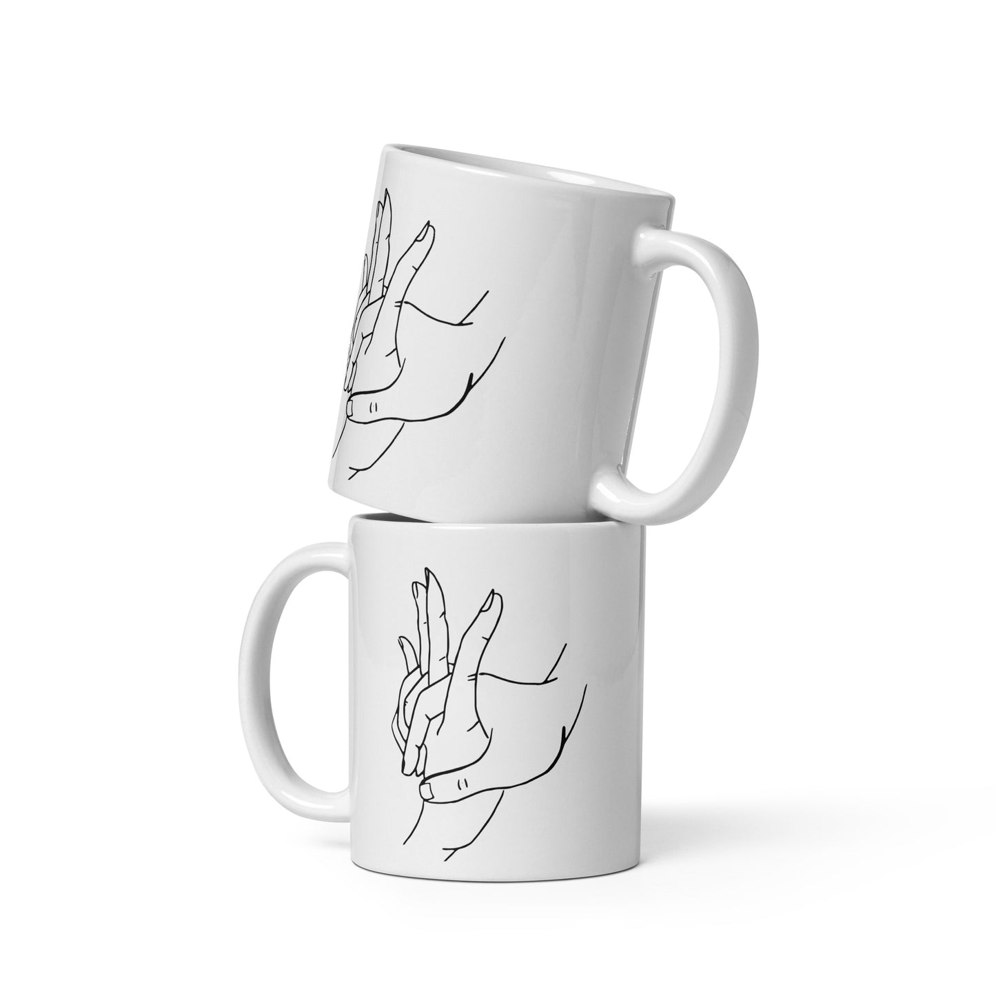 Hold My Hand White Glossy Mug