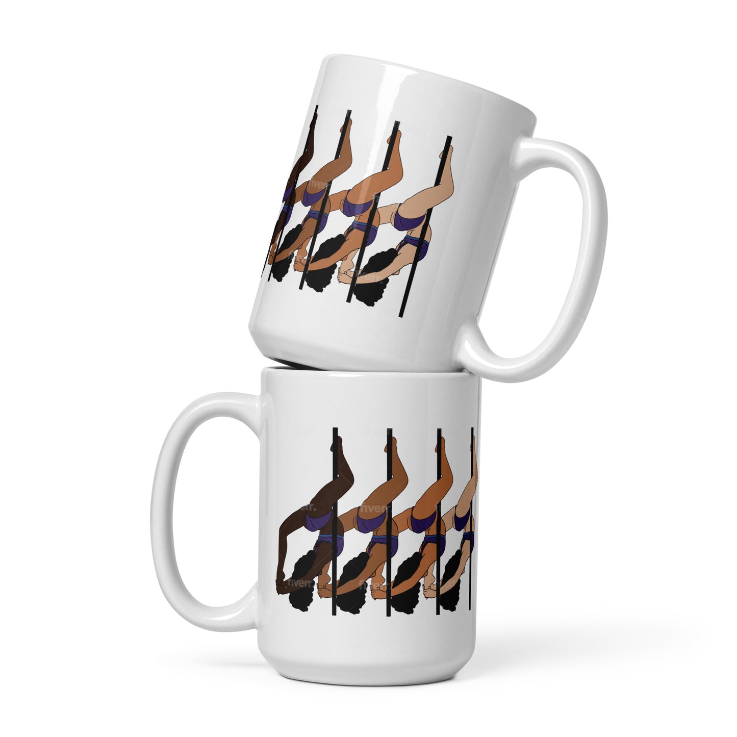 Pole Dancers White Glossy Mug