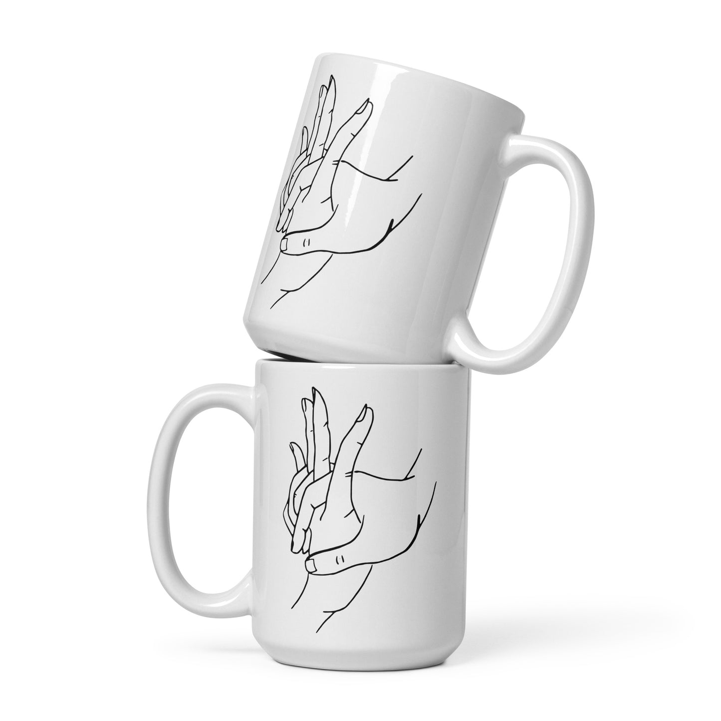 Hold My Hand White Glossy Mug