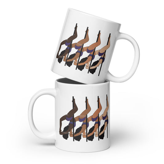 Pole Dancers White Glossy Mug