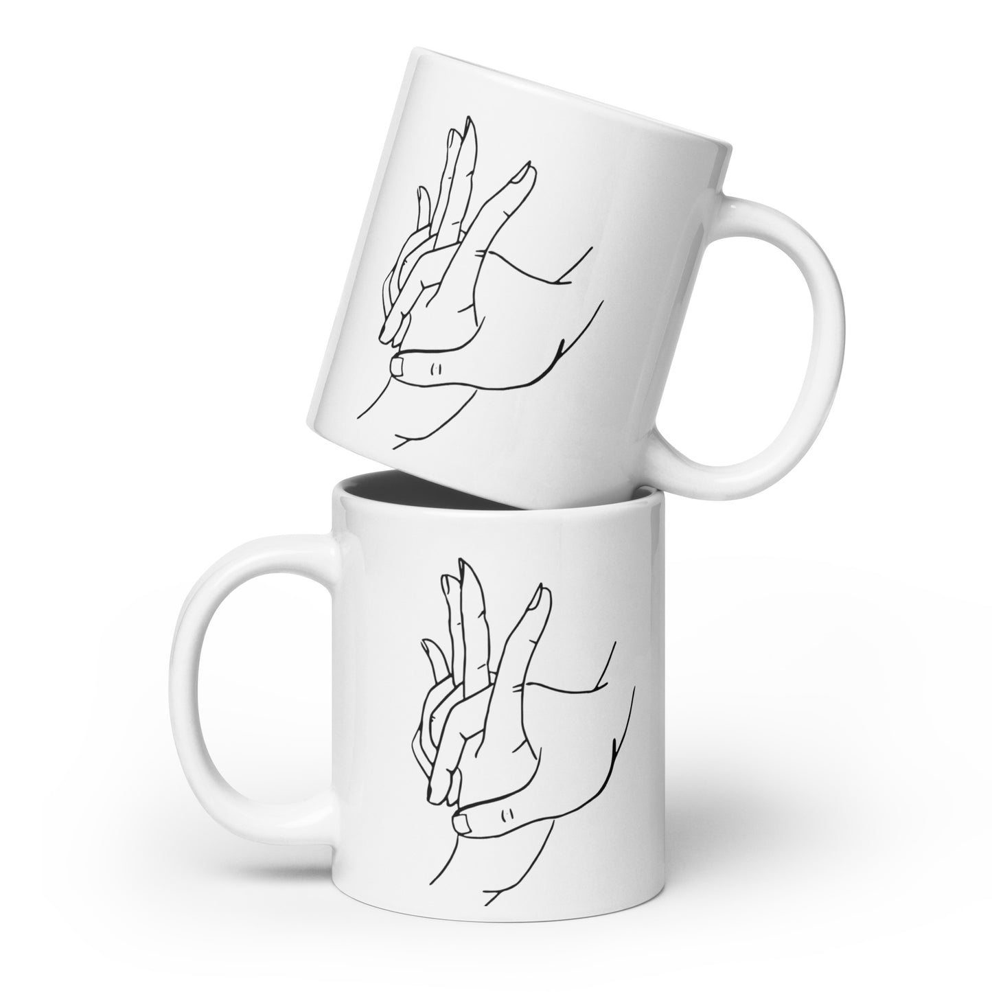 Hold My Hand White Glossy Mug